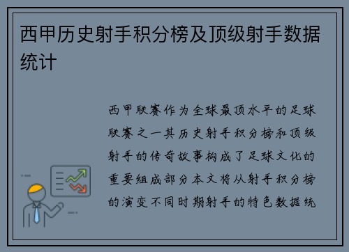 西甲历史射手积分榜及顶级射手数据统计